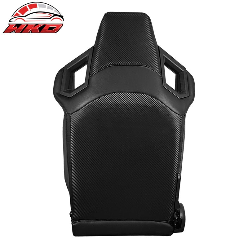 Universal Reclinable Racing Seat Right Side Dual Sliders Black PU&Carbon Leather