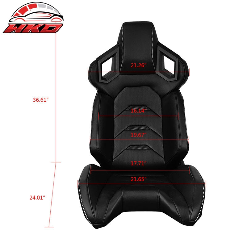 Universal Reclinable Racing Seat Right Side Dual Sliders Black PU&Carbon Leather