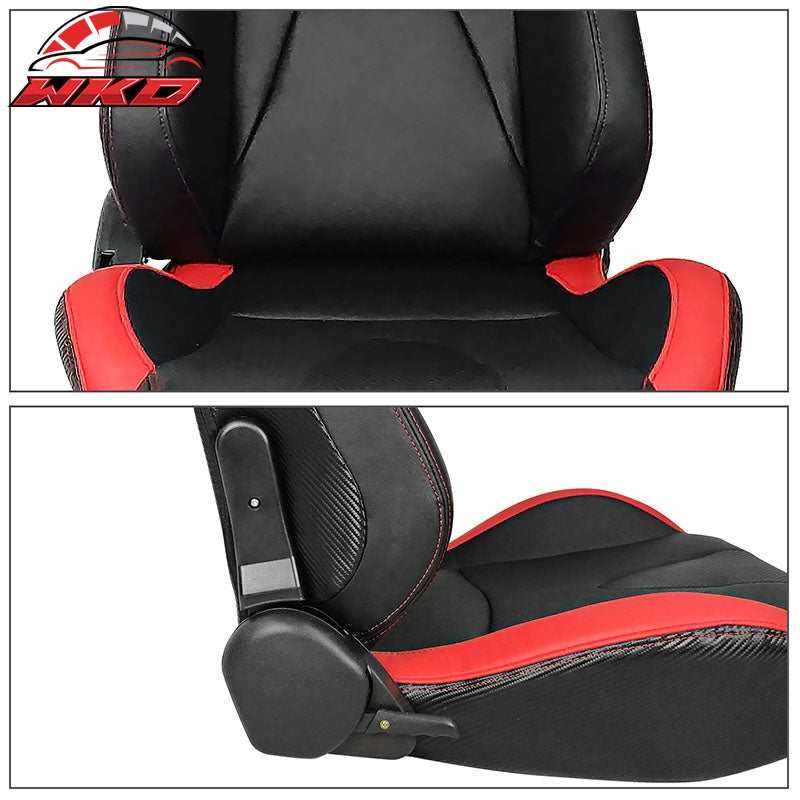 Universal Reclinable Racing Seat Dual Slider RH PU Carbon Leather