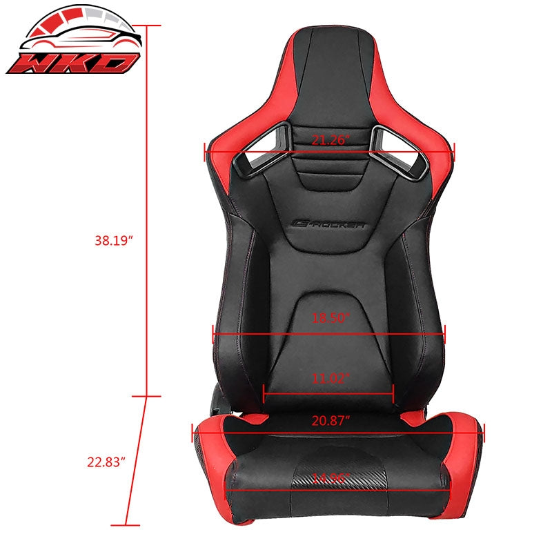 Universal Reclinable Racing Seat Dual Slider RH PU Carbon Leather