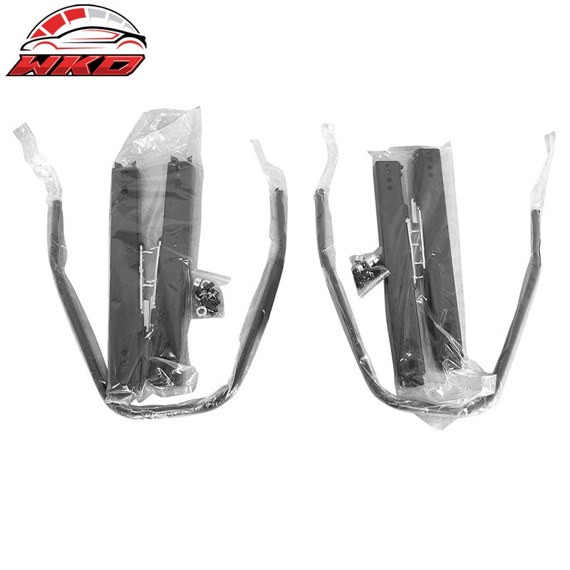 Universal Pair Reclinable Racing Seat Dual Slider PU Carbon Leather Grey Stitch