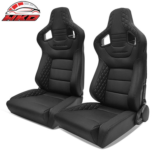 Wholesale Universal X2 Big Style Reclinable Racing Seat + Dual Slider BK PU&Carbon Leather
