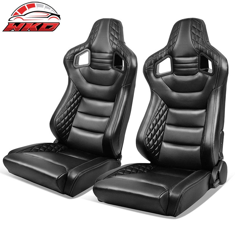 Wholesale Universal x2 Reclinable Racing Seat Big Type Dual Slider Microfiber Grey Stitch