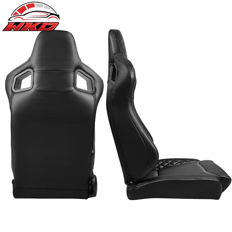 Universal x2 Reclinable Racing Seat Big Type Dual Slider Microfiber Grey Stitch