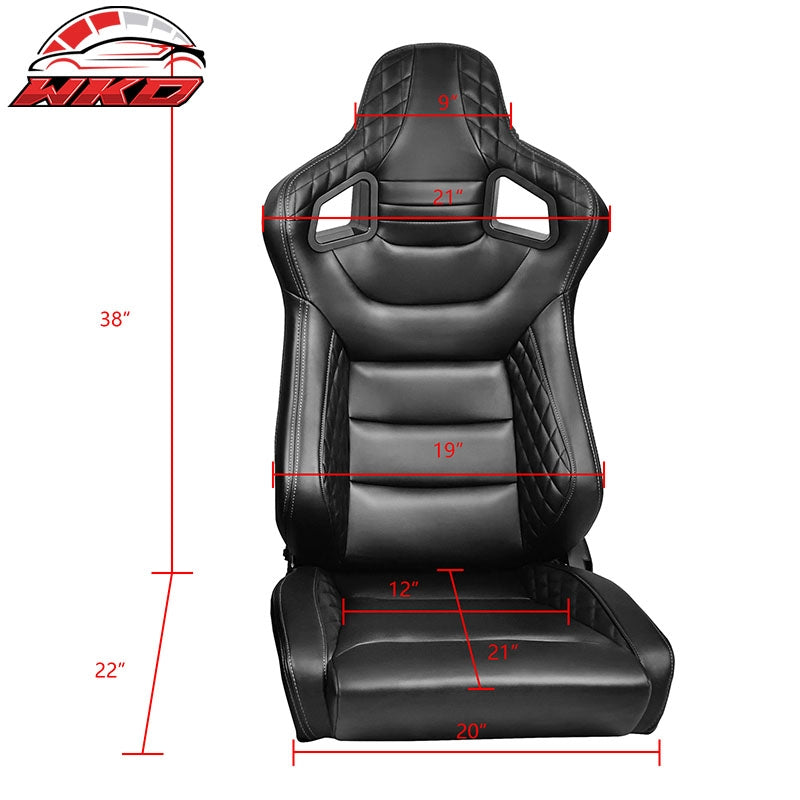 Universal x2 Reclinable Racing Seat Big Type Dual Slider Microfiber Grey Stitch