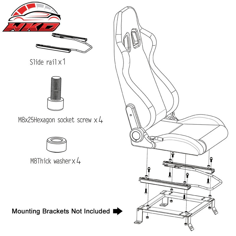 Universal X2 Reclinable Big Style Racing Seat + Dual Slider Brown PU Carbon