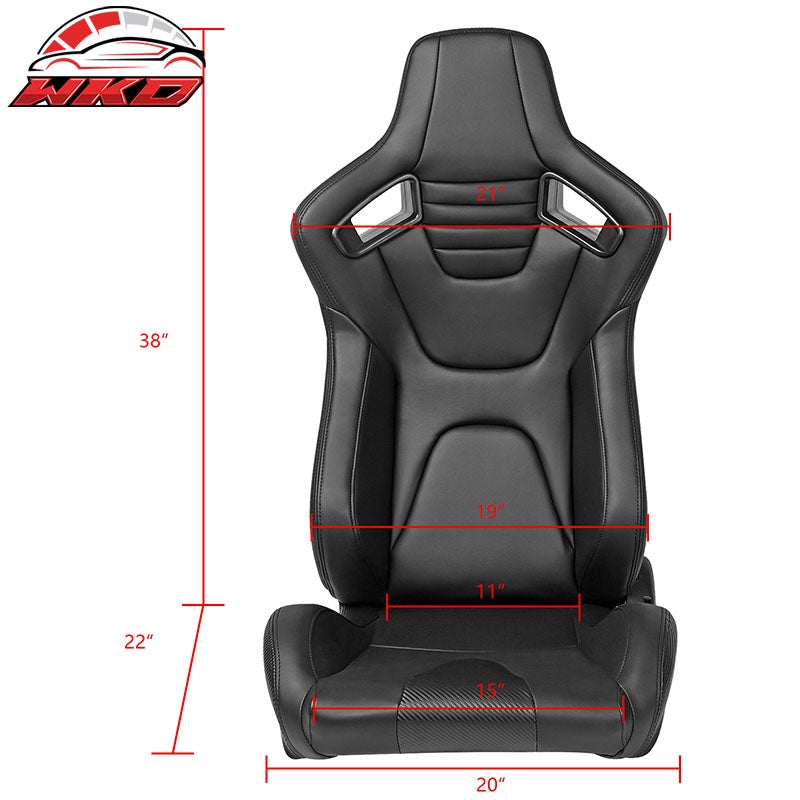 Universal Pair Reclinable Racing Seat Dual Slider PU & Carbon Leather Black