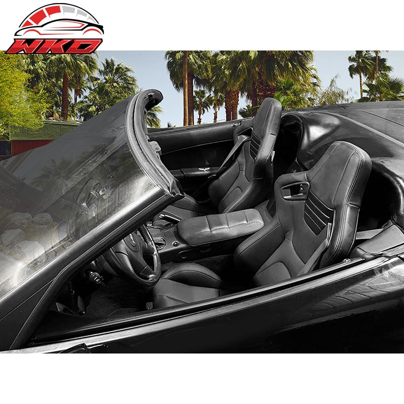 Universal Pair Reclinable Racing Seat Dual Slider PU & Carbon Leather Black