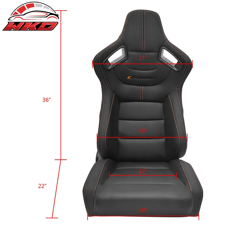 Wholesale Universal X2 Reclinable Big Style Racing Seat + Dual Slider PU Carbon Black - Wikond Auto