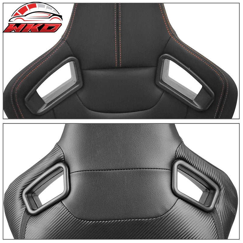 Wholesale Universal X2 Reclinable Big Style Racing Seat + Dual Slider PU Carbon Black - Wikond Auto