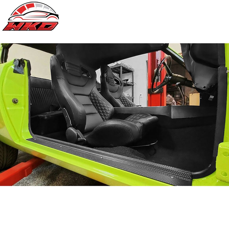 Universal Pair Reclinable Racing Seats + Dual Slider Black PU&Carbon Leather