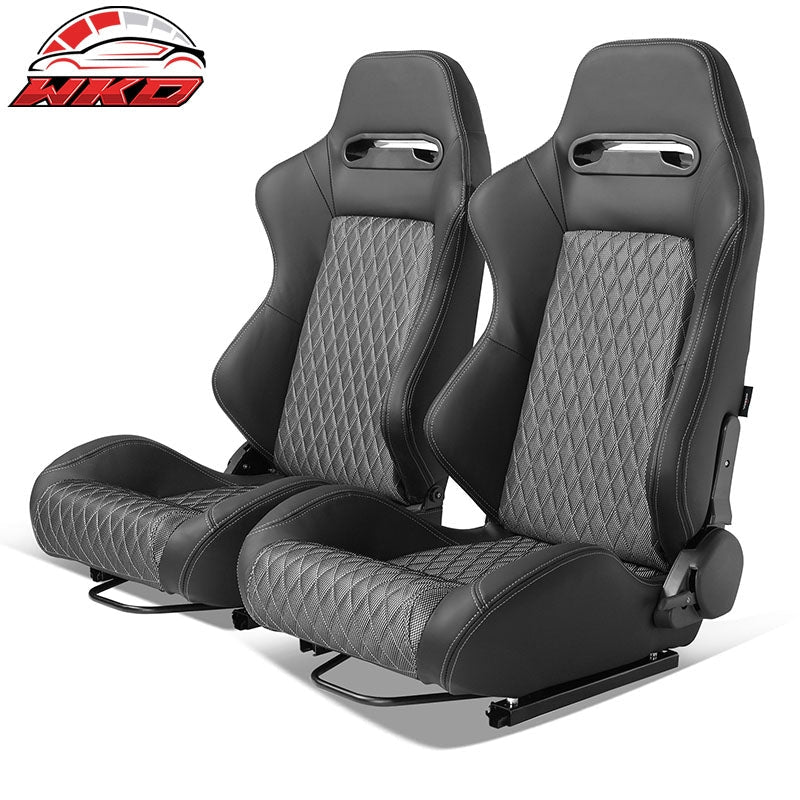 Wholesale Universal Pair Reclinable Racing Seats + Dual Sliders Shiny?Mesh?Fabric