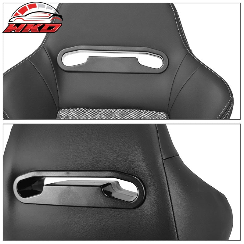 Universal Pair Reclinable Racing Seats + Dual Sliders Shiny?Mesh?Fabric