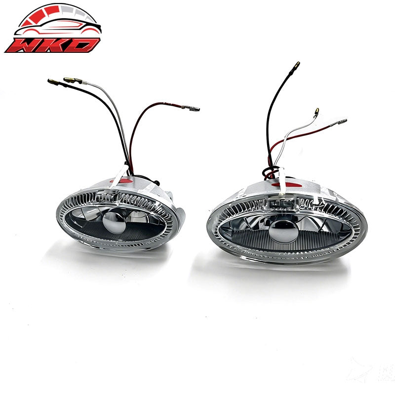 Universal Round Blue Halo Chrome Housing Clear Len Front Fog Driving Lights Lamp