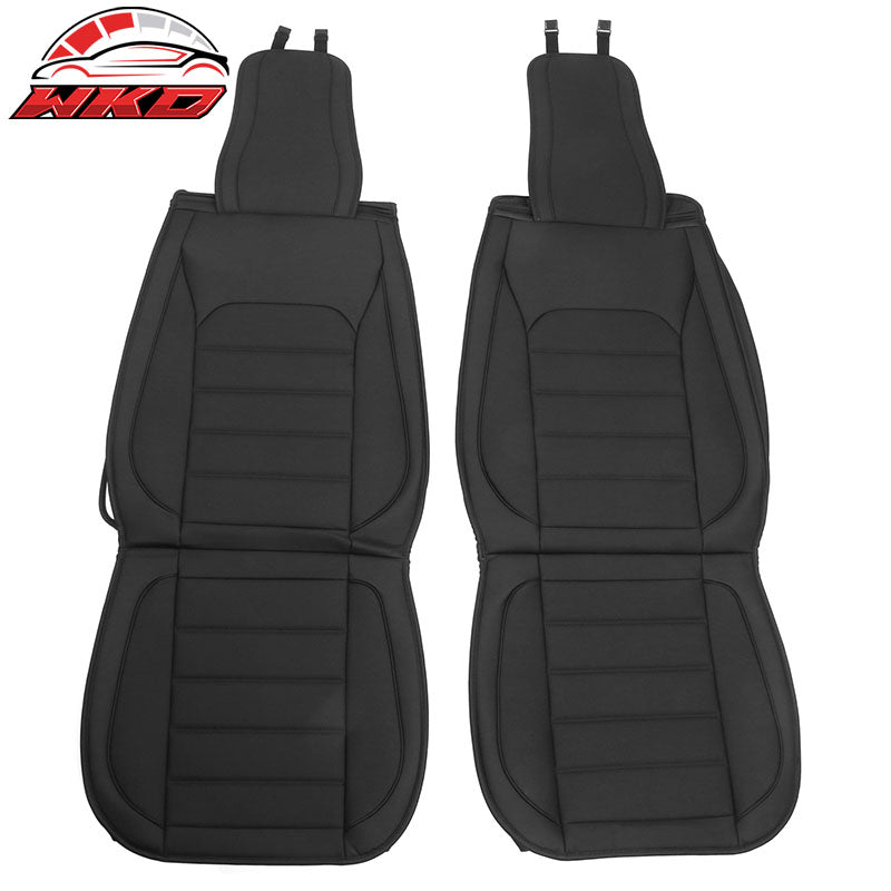 Universal PU Leather Car Seat Covers Cushion Protector 01 Style Black (Front)