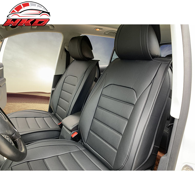 Universal PU Leather Car Seat Covers Cushion Protector 01 Style Black (Front)