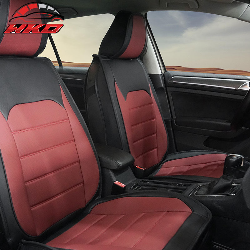 Wholesale Universal Front Rear Car Seat Covers Black & Red PU Leather 01 Style Full Set