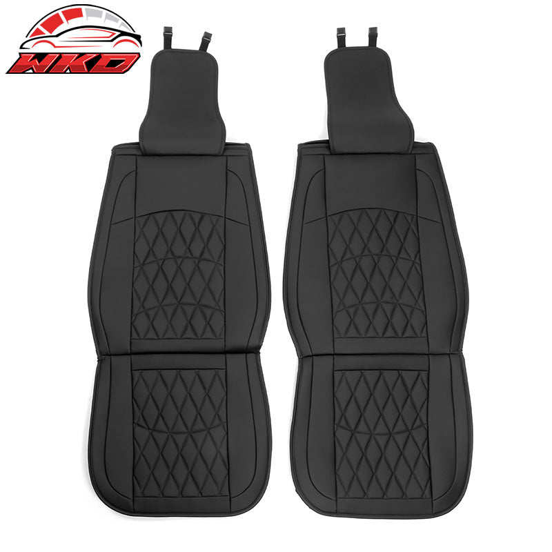 Universal Black PU Leather Car Seat Cover Cushion Protector - 04 Style (Front)