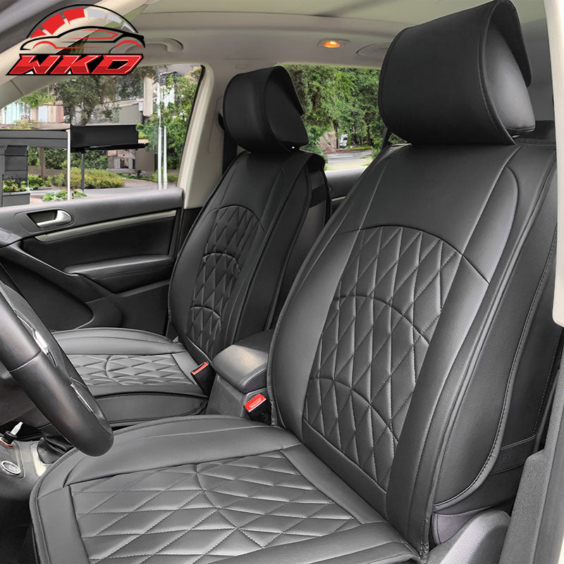 Universal Black PU Leather Car Seat Cover Cushion Protector - 04 Style (Front)