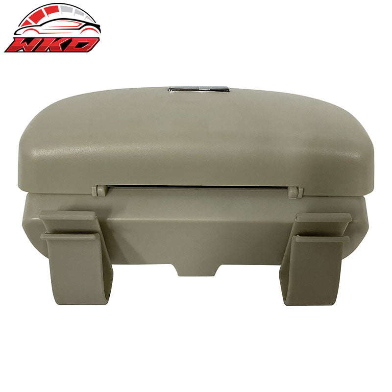 Beige Car Sunglasses Holder Organizer Case Sun Visor Mounted Box Magnet Lock