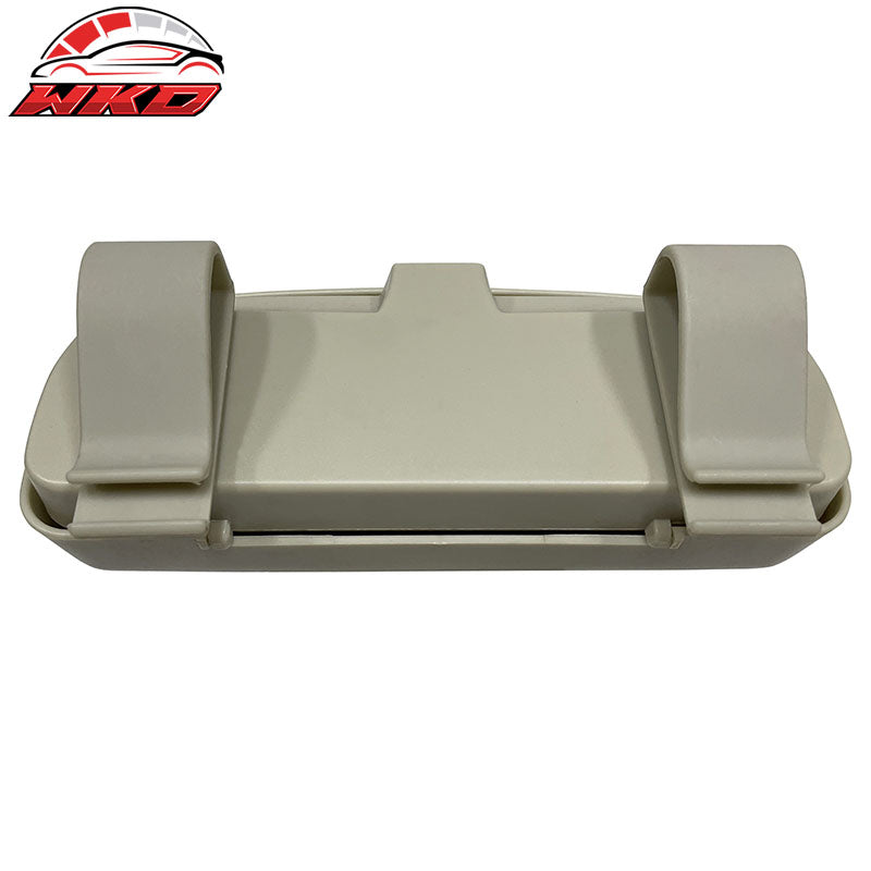 Beige Car Sunglasses Holder Organizer Case Sun Visor Mounted Box Magnet Lock