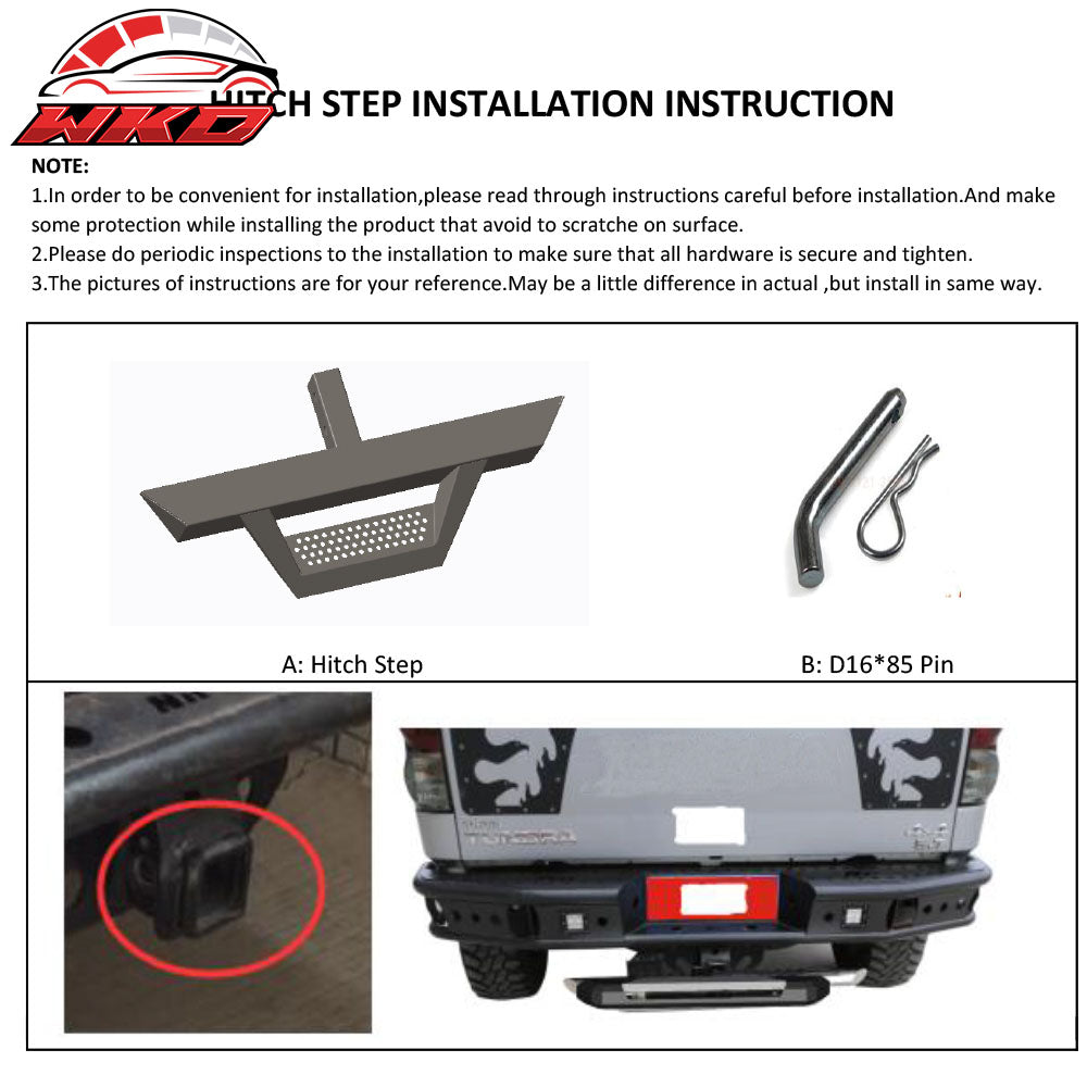 Universal Black Powder Steel Rear Bumper Step 2Inch Hitch Receiver 31.5 Inch