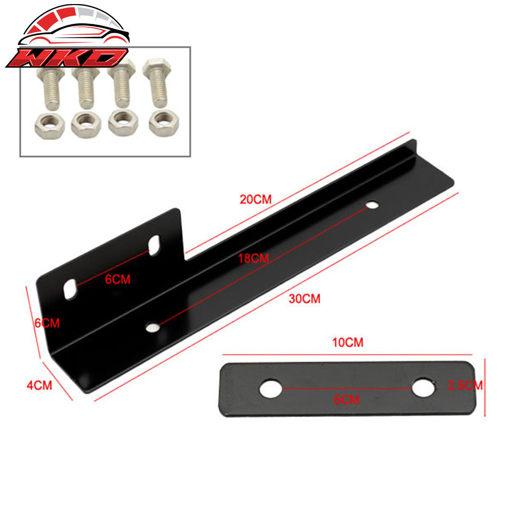 Black Brushed Aluminum Front License Plate Relocate Mounting Bracket Universal