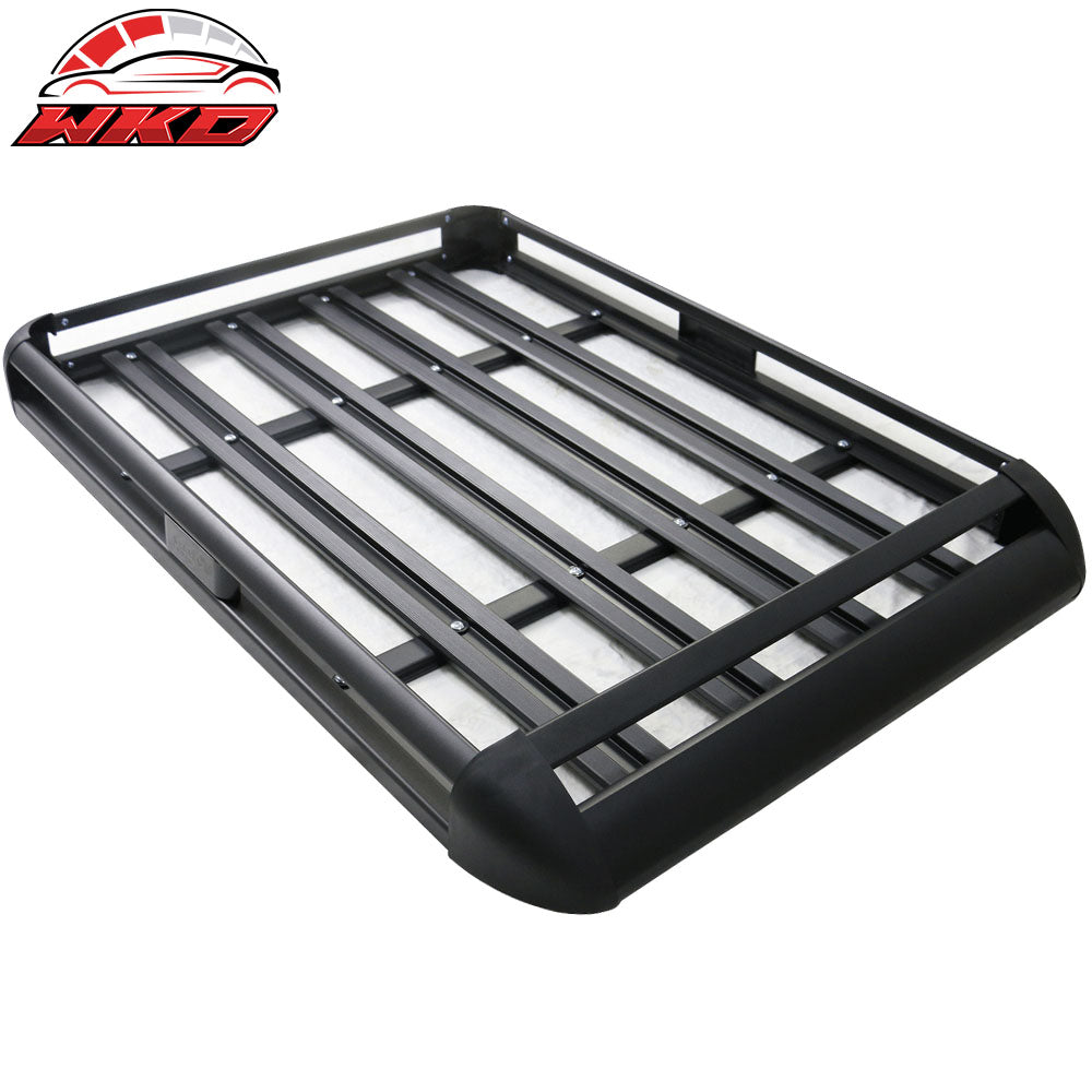 50x35x5 Inch Roof Top Cargo Luggage Carrier With Cross Bar Aluminum Black