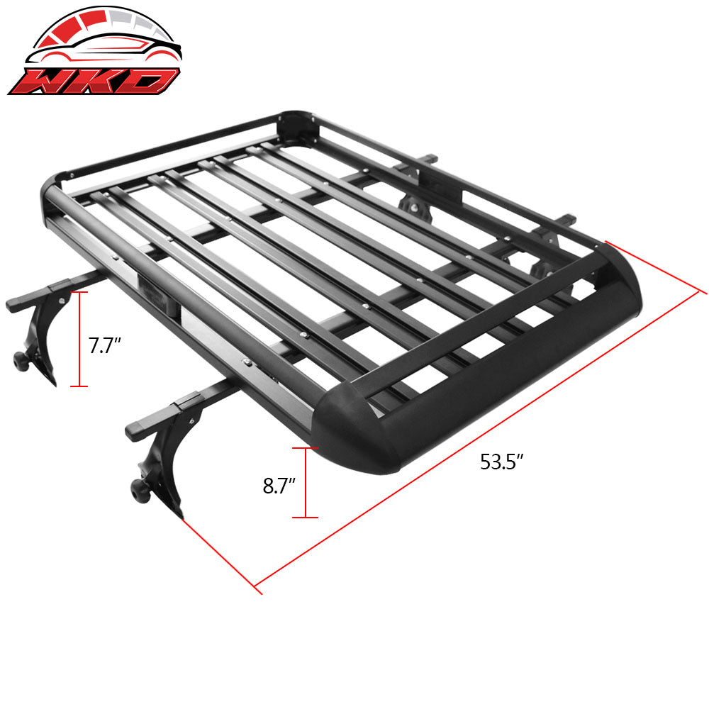 50x35x5 Inch Roof Top Cargo Luggage Carrier With Cross Bar Aluminum Black