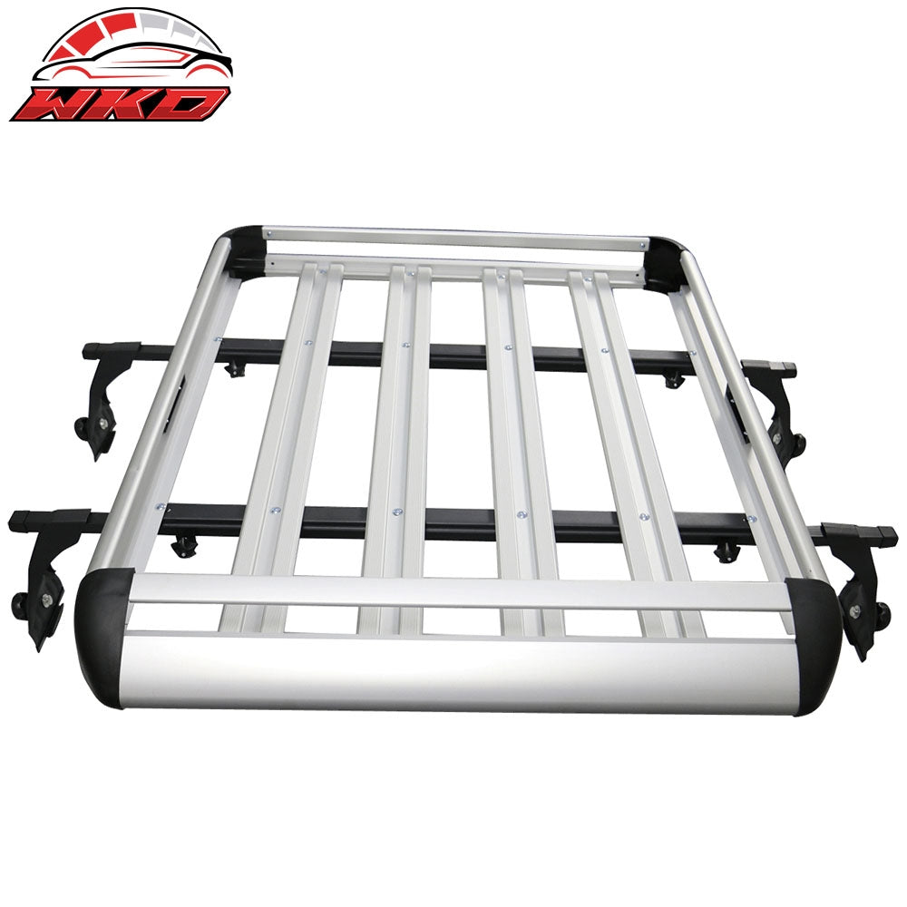 Wholesale 50x35x5 In SUV Top Rack Cargo Luggage Carrier Basket + Cross Bar Aluminum Silver