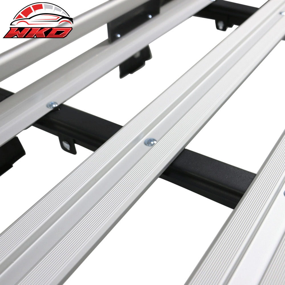 50x35x5 In SUV Top Rack Cargo Luggage Carrier Basket + Cross Bar Aluminum Silver