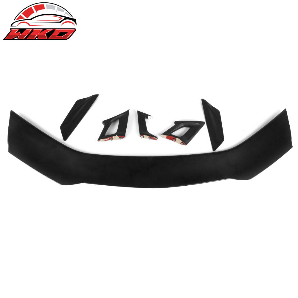 Universal 3 Post Racing Rear Trunk Spoiler Wing Lip Unpainted Black ABS