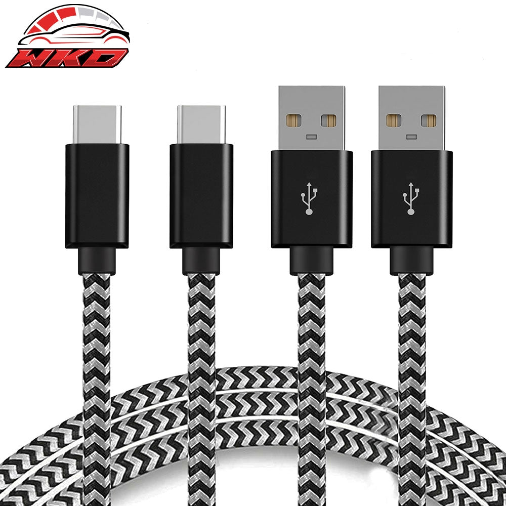 Wholesale Samsung Type C USB Charge Cable Fast Charging Data Sync Cable Nylon 6Ft 2Pcs