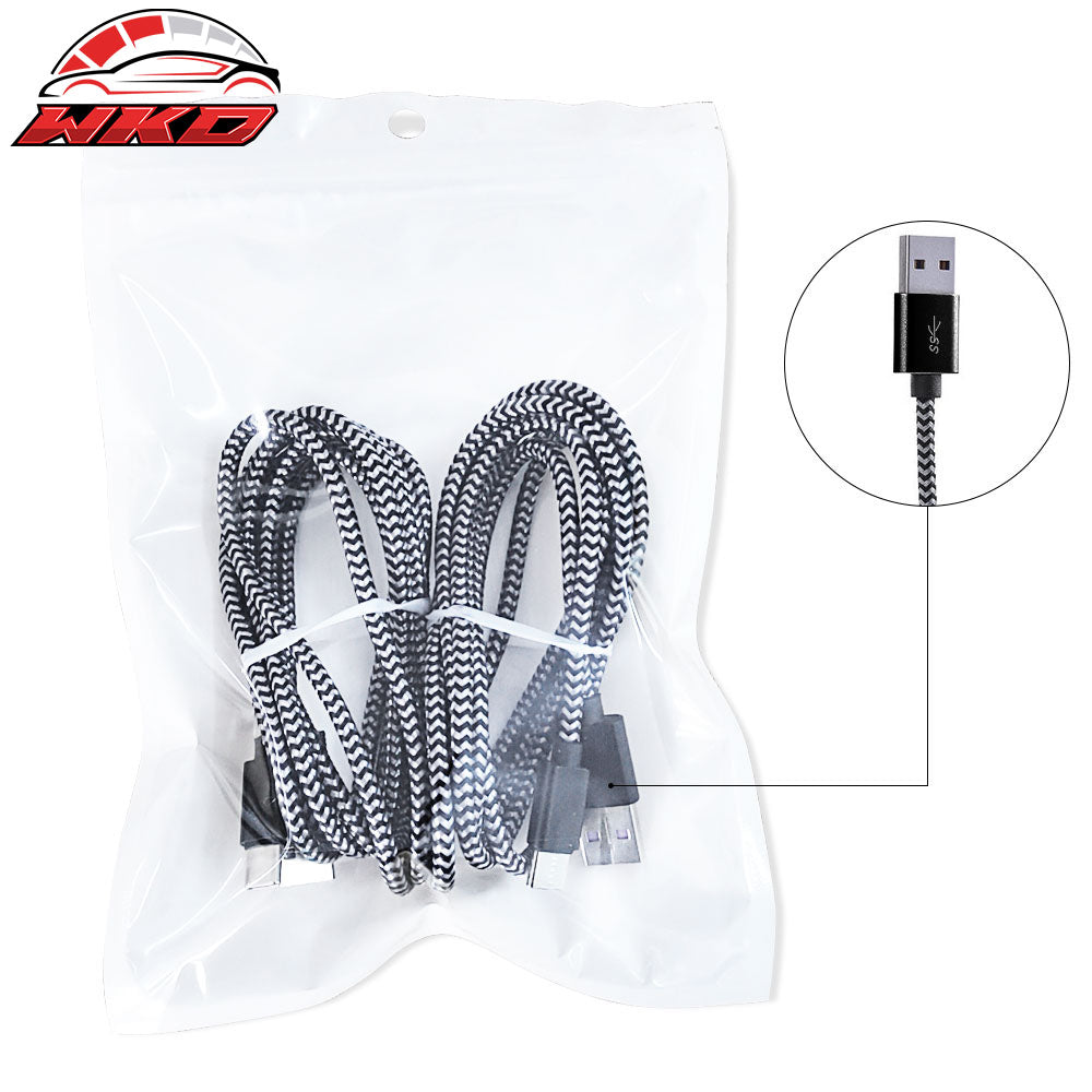 For Samsung Type C USB Charge Cable Fast Charging Data Sync Cable Nylon 6Ft 2Pcs