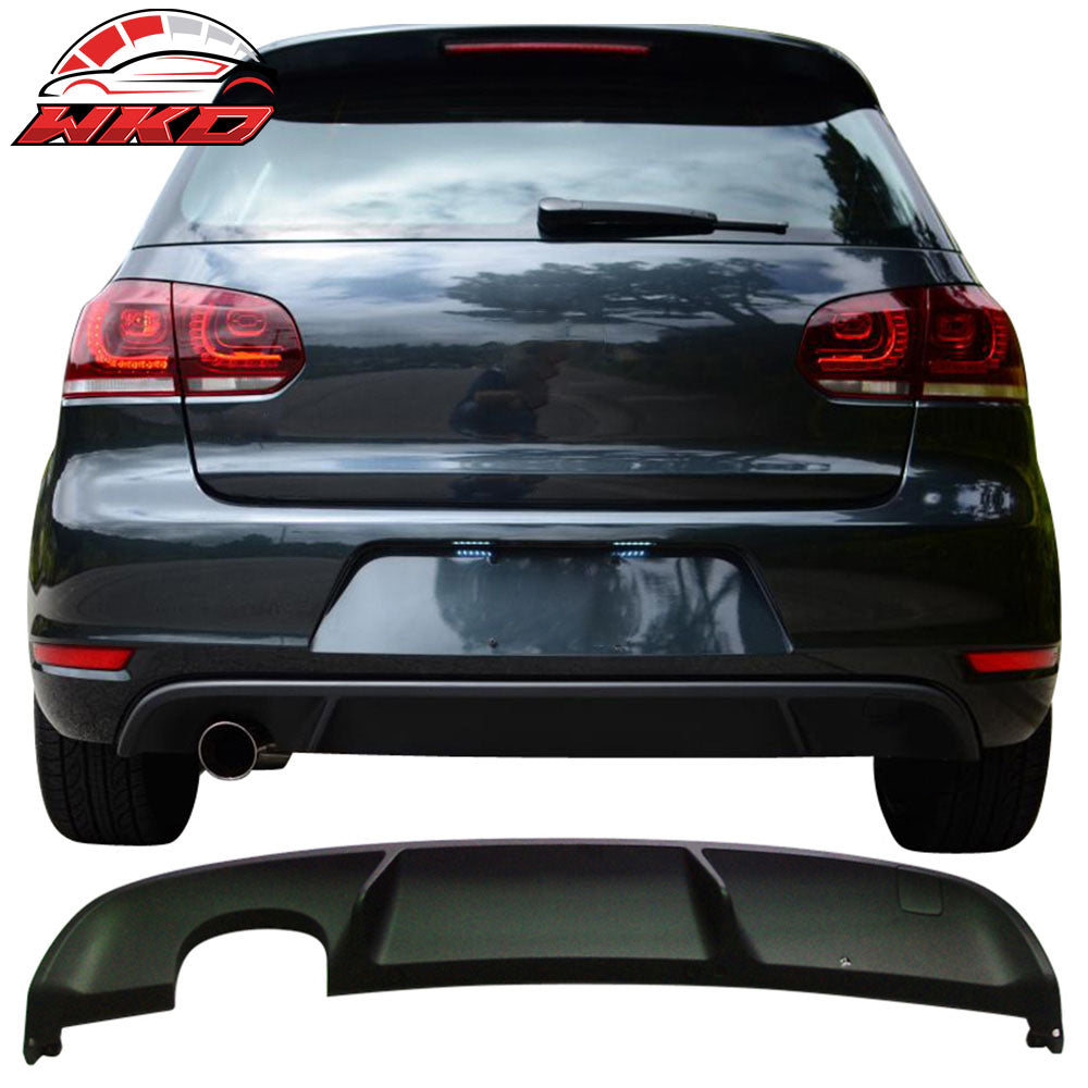 Fits 10-14 Volkswagen VW Golf MK6 Rear Bumper Diffuser Single Muffler Outlet
