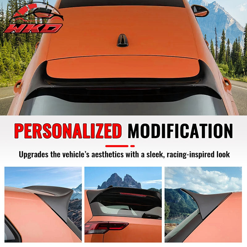 Fits 22-26 VW MK8 Golf GTI ES Style Rear Roof Spoiler Lip Carbon Fiber Print ABS