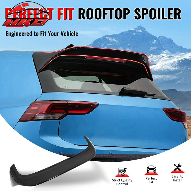 Fits 22-26 VW MK8 Golf GTI ES Style Rear Roof Spoiler Wing Lip Gloss Black ABS