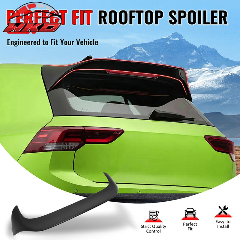 Fits 22-26 VW MK8 Golf GTI ES Style Rear Roof Spoiler Wing Lip Matte Black ABS