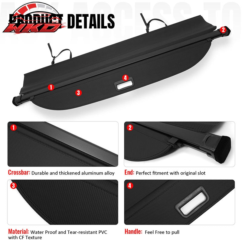 Wholesale 18-26 Volkswagen Atlas Retractable Rear Cargo Cover Carbon Fiber Texture - Wikond Auto