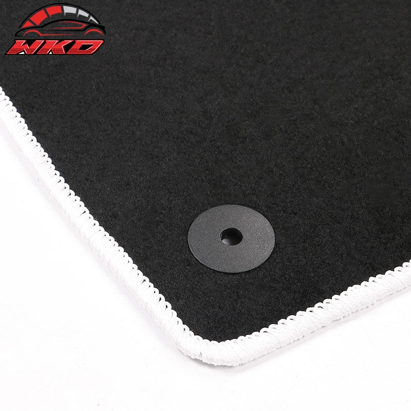 Fits 21-26 Volkswagen ID.4 4DR Floor Mat Carpet Nylon Black W/ White Border 4PCS
