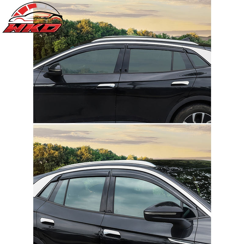 Fits 21-26 Volkswagen ID.4 Tape-On Window Visors Sun Rain Guards Deflectors 6PCS