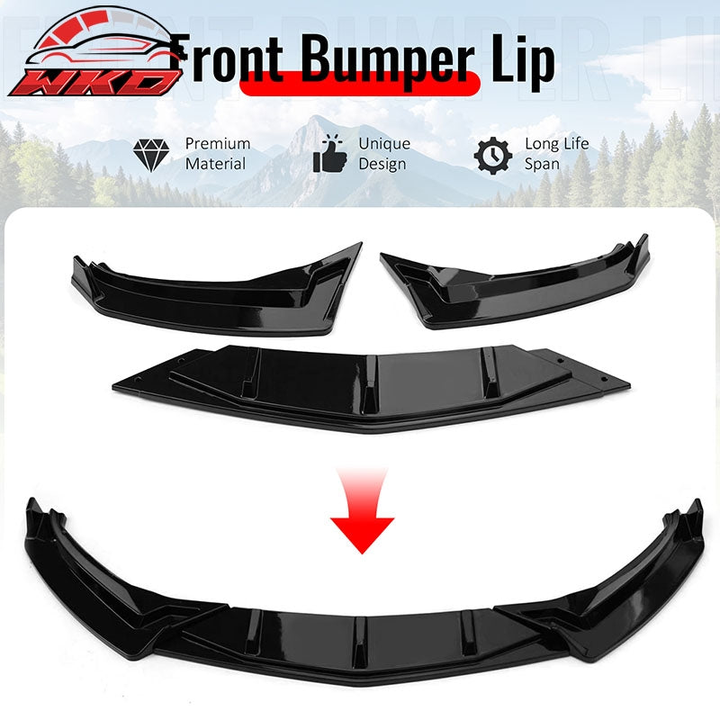 Fits 19-21 Volkswagen Jetta IKON V1 Front Bumper Lip Chin Spoiler Gloss Black PP