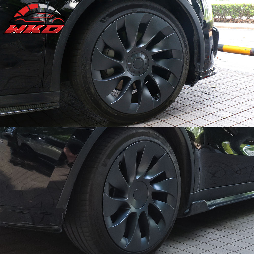 Fits 20-24 Tesla Model Y 20'' V1 Style Wheel Covers Hubcaps Rim Matte Black 4PCS