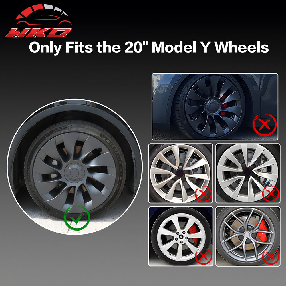 Fits 20-24 Tesla Model Y 20'' V1 Style Wheel Covers Hubcaps Rim Matte Black 4PCS