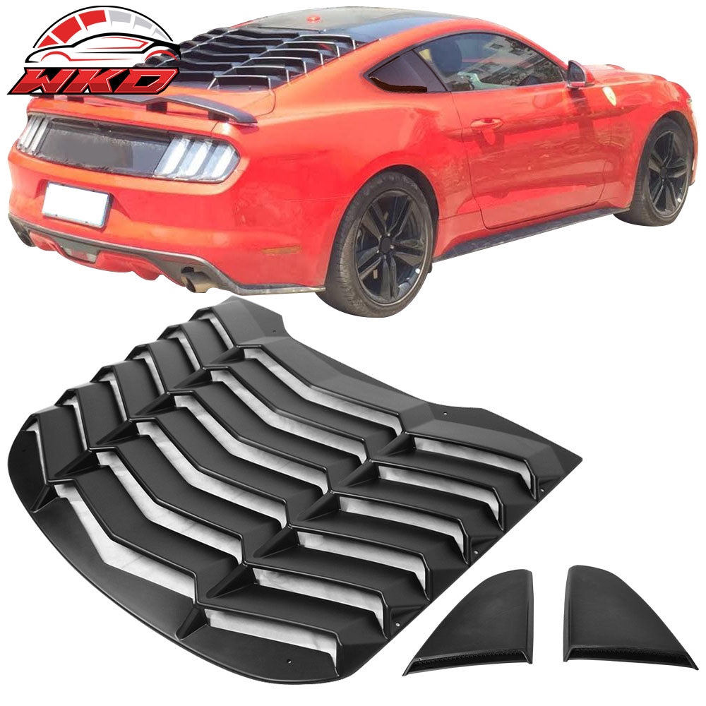 Fits 15-23 Ford Mustang IKON Style Rear Side Window Louver - Matte Black