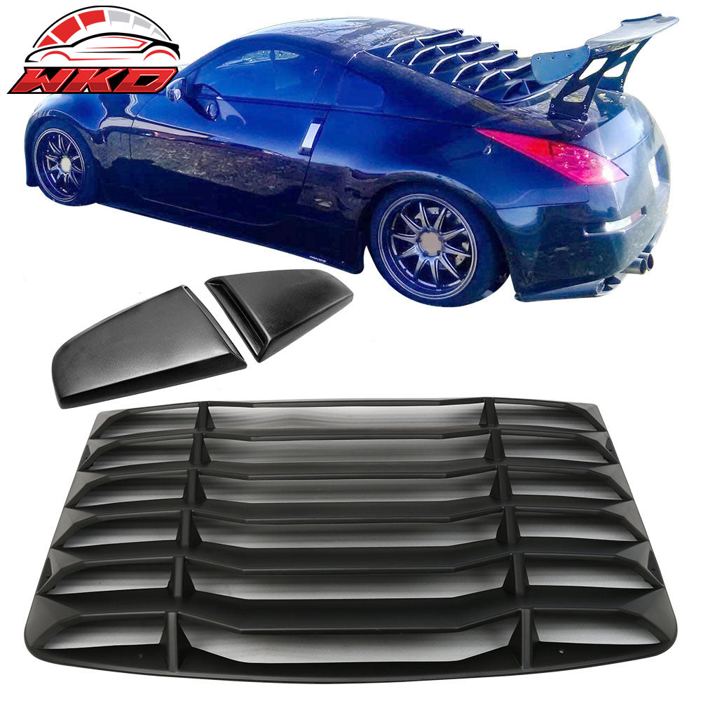 Fits 03-08 Nissan 350Z IKON Style Rear Window Louver w/ Side Quarter Scoop Vent