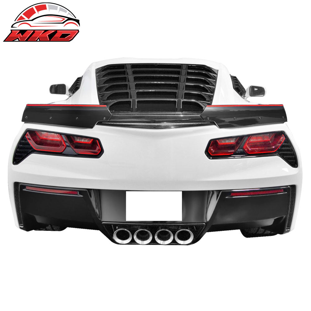 Fits 14-19 Chevy Corvette C7 Gloss Black Side & Rear Window Louvers Matte Black