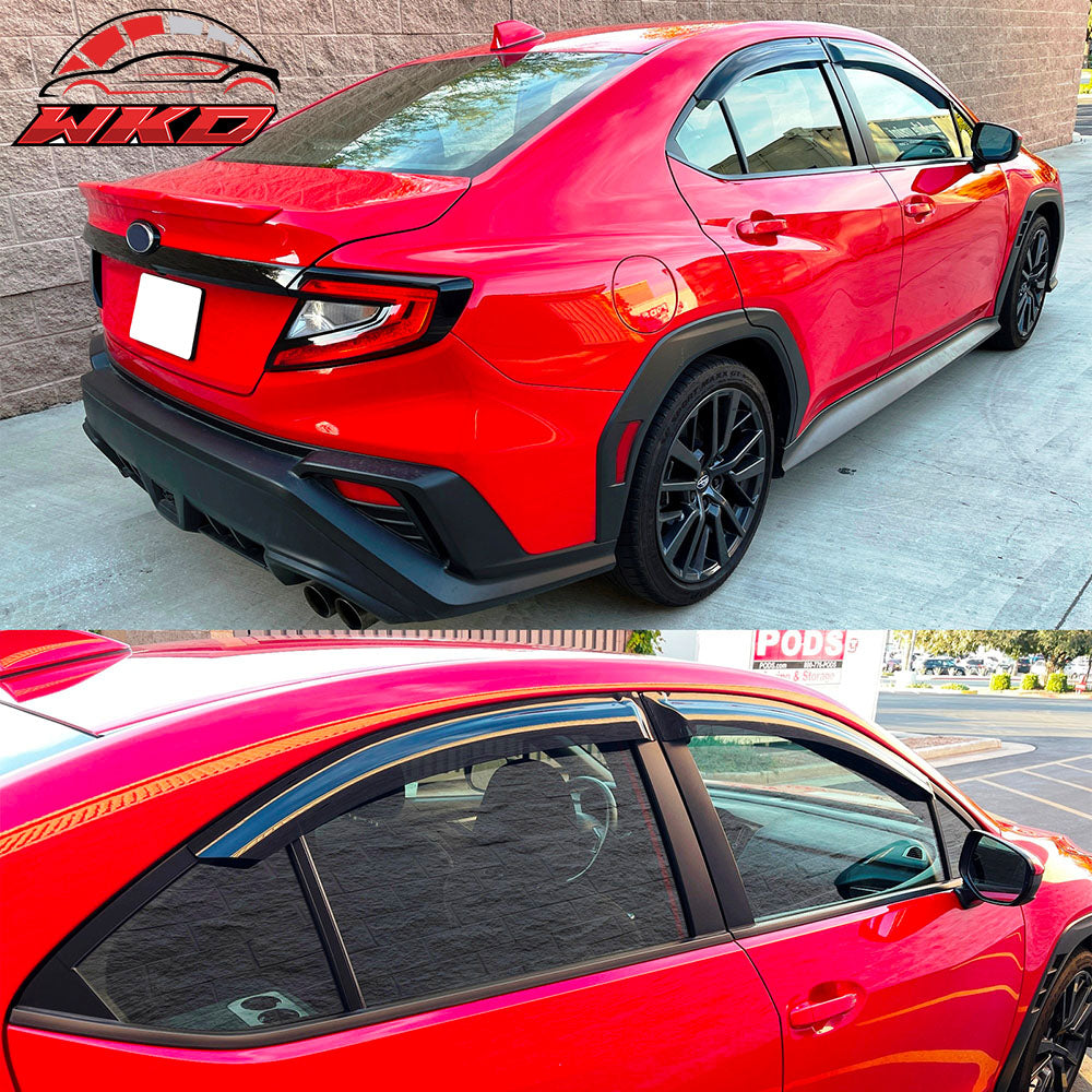 Fits 22-25 Subaru WRX 5th Window Visors Sun Rain Vent Guards Deflectors Tape-On