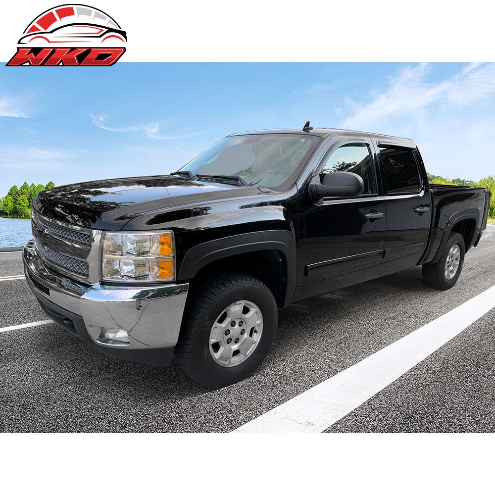 Fits 07-14 Chevy Silverado GMC Sierra Crew Cab Acrylic Rain Guard Window Visor