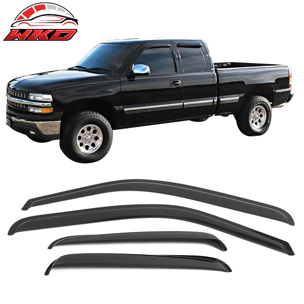 Fits 99-06 Chevy Silverado GMC Sierra Extended Cab Acrylic Window Visors 4Pc Set